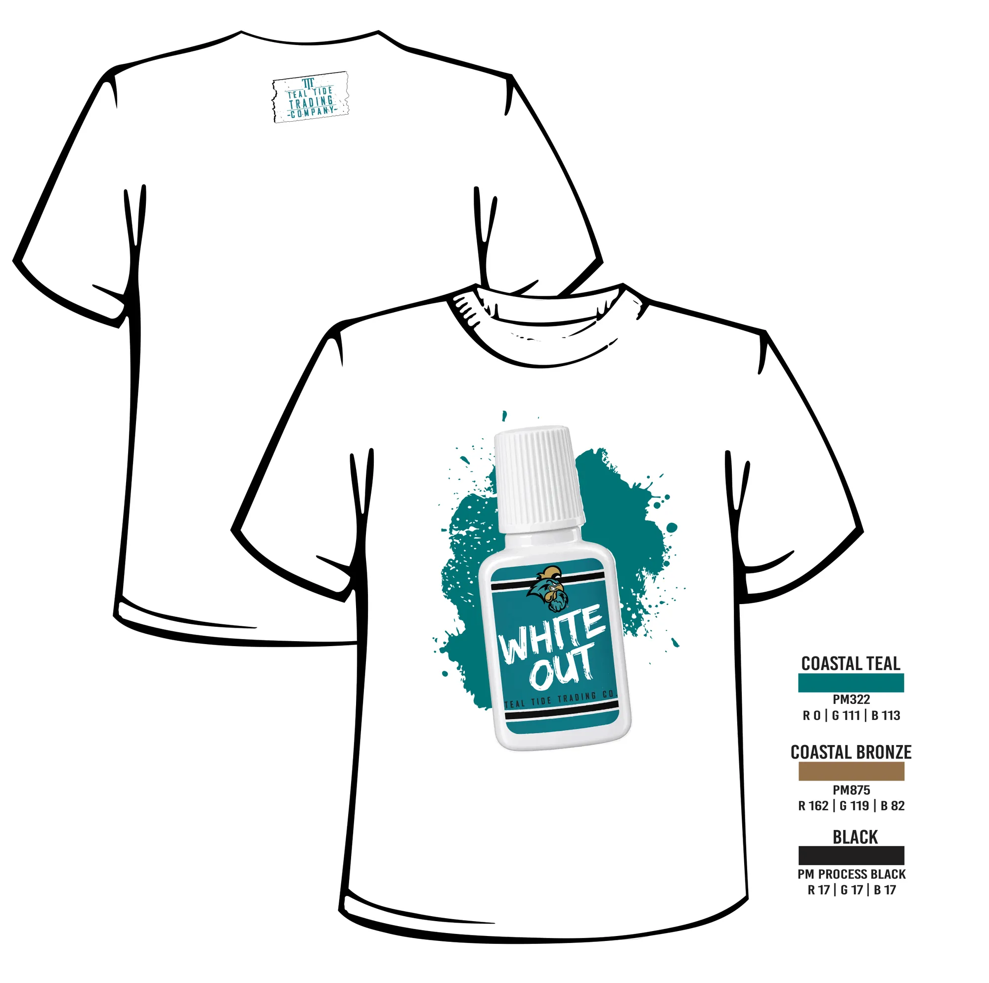 White Out tee, back and front views