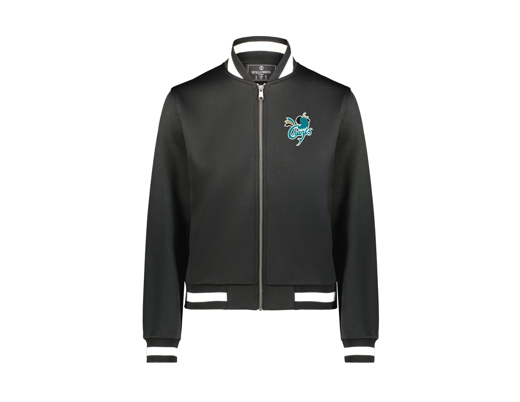 Full client artwork sheet for the ladies' jacket