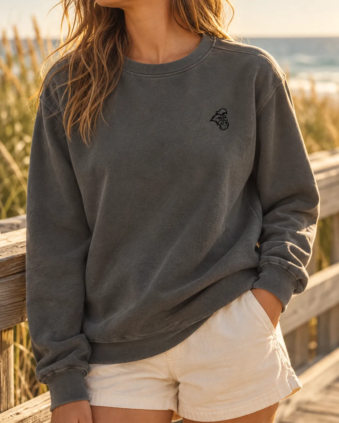 Pepper crewneck sweatshirt styled by the shore